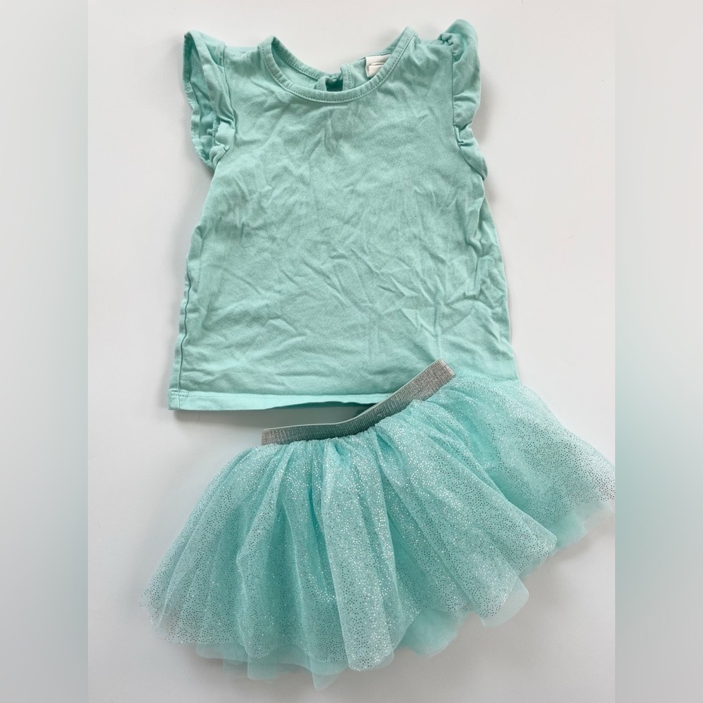 H&M Light Teal Top and Tulle Tutu Skirt Set